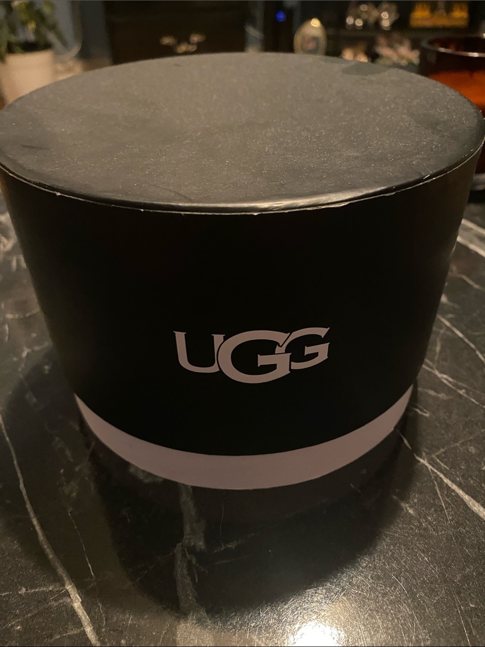 UGG Black Round Gift Box with White Band